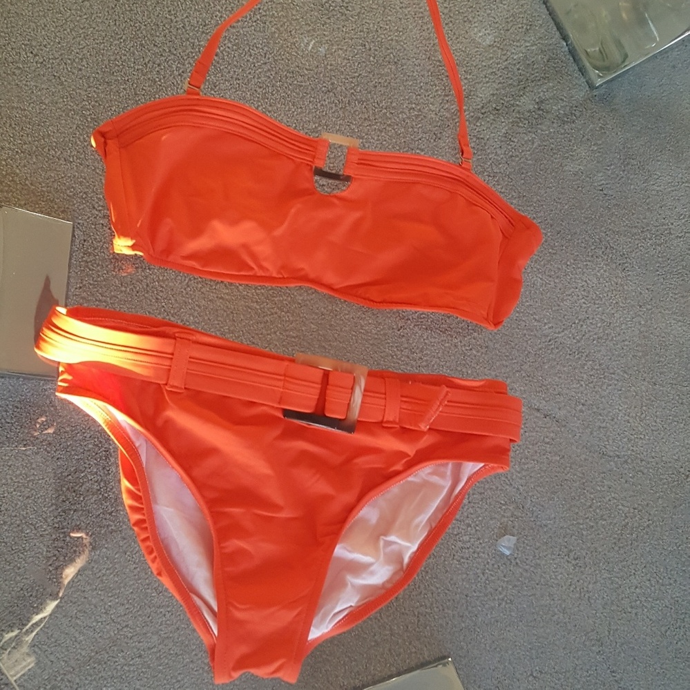 VM orange belted bikini 2 piece set